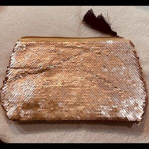New in Pack Tarte Rose Gold Sequin Cosmetics Bag